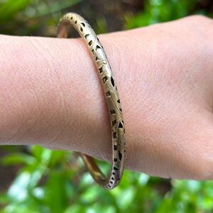 Vintage Floral Brass Bangle Bracelet